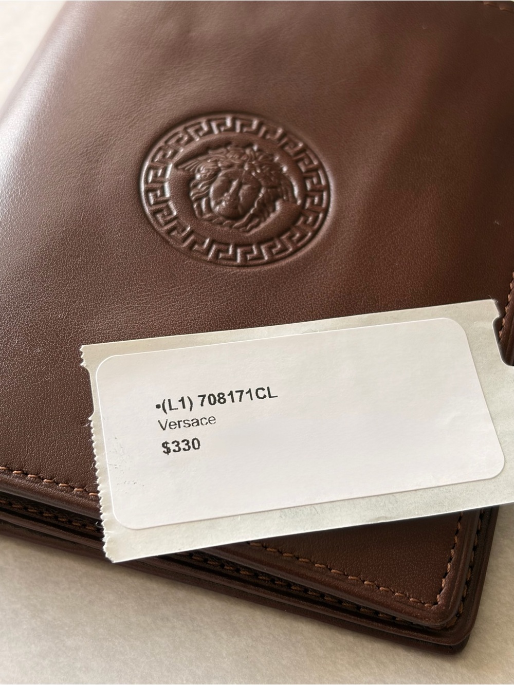 Versace RARE Brown Leather Medusa Bifold Wallet in Like New Condition